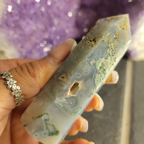 Moss agate crysyal tower - Picture 7 of 7